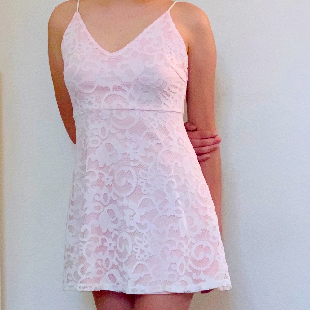 Lace pink and white mini Party Dress